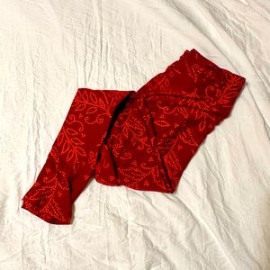 Lularoe Red Floral Leggings